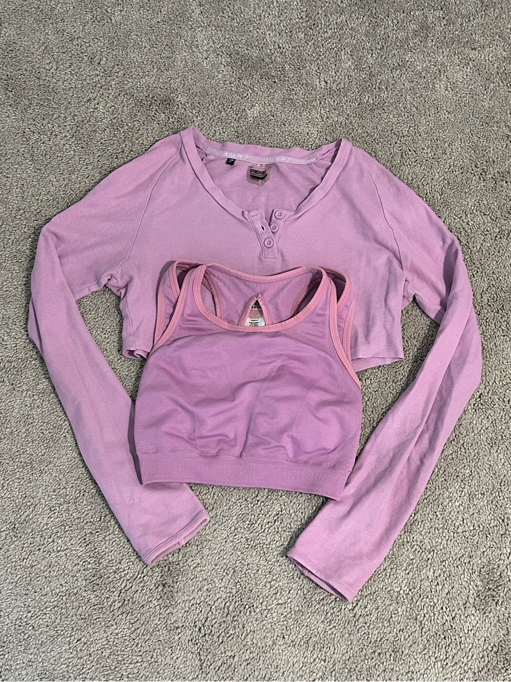 Gymshark purple long sleeve top & sports bra